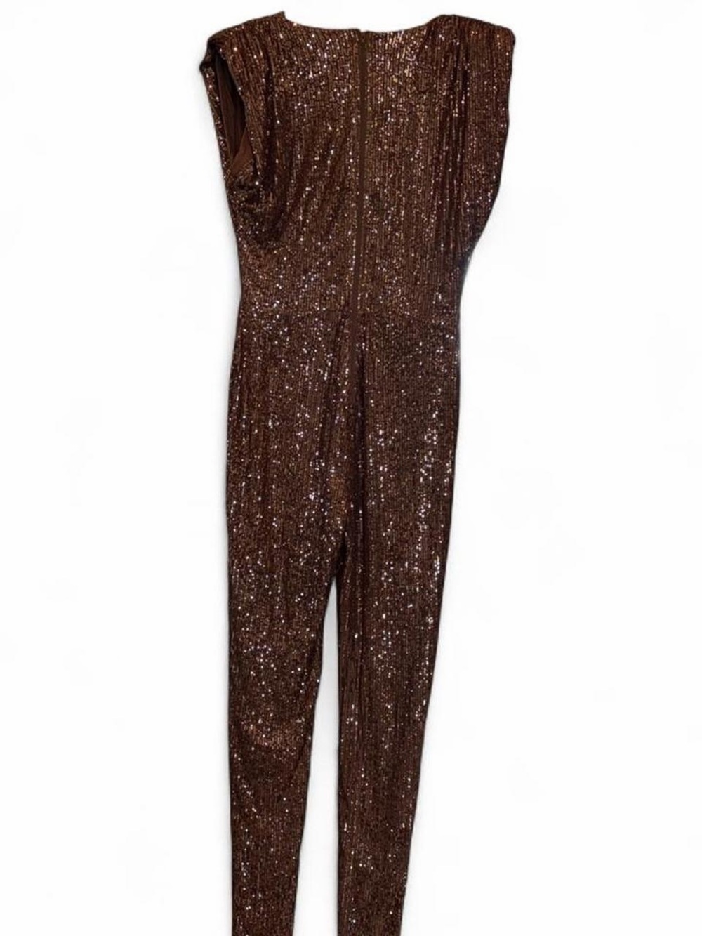 Fashion Nova Sparkle And Snatched Shoulder Pad Jumpsuit - Chocolate Large - Picture 6 of 10